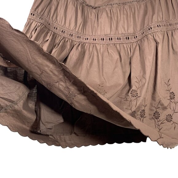 BOHO flared embraided chocolate brown skirt size 8 NAVADA - Picture 4 of 13